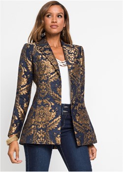 Krótki płaszcz w złoty żakardowy deseń, krótsza długość ze sklepu bonprix w kategorii Płaszcze damskie - zdjęcie 165771257