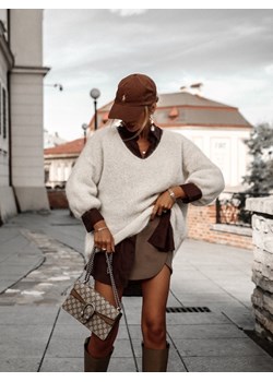 Sweter Xawier Premium Kremowy ze sklepu Lisa Mayo w kategorii Swetry damskie - zdjęcie 165790388