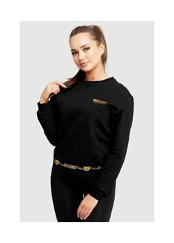 MOSCHINO Czarna bluza damska ze złotym logo, Wybierz rozmiar XS ze sklepu outfit.pl w kategorii Bluzy damskie - zdjęcie 165794055