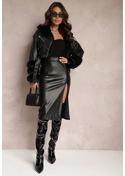 Czarna Dopasowana Spódnica Midi z Rozcięciem Lysanor ze sklepu Renee odzież w kategorii Spódnice - zdjęcie 165794789