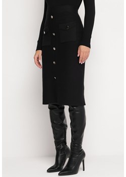 Czarna Dzianinowa Spódnica Midi z Guzikami Amorie ze sklepu Born2be Odzież w kategorii Spódnice - zdjęcie 165794897