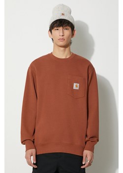 Carhartt WIP bluza bawełniana Pocket Sweat męska kolor brązowy z aplikacją I030903.1NMXX ze sklepu PRM w kategorii Bluzy męskie - zdjęcie 165796676