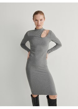 Reserved - Dzianinowa sukienka midi - ciemnoszary ze sklepu Reserved w kategorii Sukienki - zdjęcie 165800108