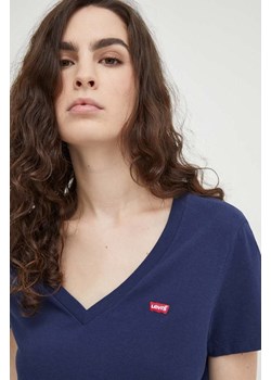 Levi&apos;s t-shirt bawełniany damski kolor granatowy ze sklepu ANSWEAR.com w kategorii Bluzki damskie - zdjęcie 165800575
