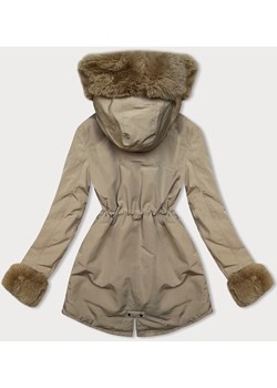 Krótka parka zimowa na futerku jasny beż (16M9062-62) ze sklepu goodlookin.pl w kategorii Parki damskie - zdjęcie 165807667