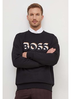 BOSS bluza bawełniana męska kolor czarny z nadrukiem ze sklepu ANSWEAR.com w kategorii Bluzy męskie - zdjęcie 165868126