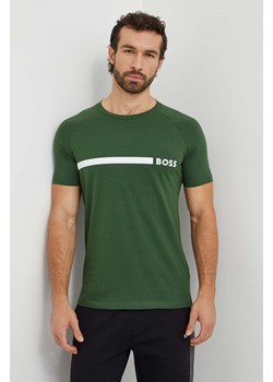 BOSS t-shirt bawełniany męski kolor zielony z nadrukiem ze sklepu ANSWEAR.com w kategorii T-shirty męskie - zdjęcie 165868599