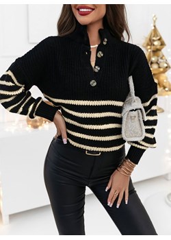Sweter w paski z guzikami przy dekolcie Eliane - wzór 2 - wzór 2 ze sklepu pakuten.pl w kategorii Sukienki - zdjęcie 165869399