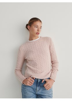 Reserved - Sweter o warkoczowym splocie - różowy ze sklepu Reserved w kategorii Swetry damskie - zdjęcie 165875509