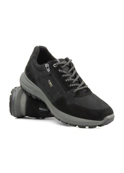 Trekkingowe buty męskie, skórzane - MANITU 640234-01, czarne ze sklepu ulubioneobuwie w kategorii Buty trekkingowe męskie - zdjęcie 165877487