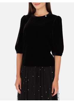 Czarna bluzka z bufiastymi rękawami welurowa L'AF Perla ze sklepu Eye For Fashion w kategorii Bluzki damskie - zdjęcie 165883386