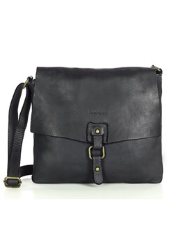 Torebka skórzana listonoszka stylowy minimalizm ala messenger leather bag - MARCO MAZZINI czarna ze sklepu Verostilo w kategorii Listonoszki - zdjęcie 165986658