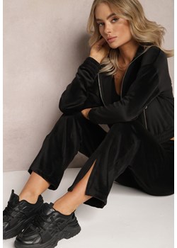 Czarny Welurowy Komplet Dresowy z Bluzą i Spodniami Lunamea ze sklepu Renee odzież w kategorii Dresy damskie - zdjęcie 165987909