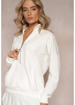 Biała Bawełniana Bluza z Półgolfem i Suwakiem Splendeur ze sklepu Renee odzież w kategorii Bluzy damskie - zdjęcie 165988029