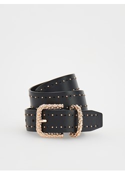 Reserved - Skórzany pasek z dekoracyjną klamrą - czarny ze sklepu Reserved w kategorii Paski damskie - zdjęcie 165992737
