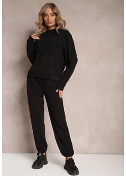 Czarny Dzianinowy Komplet Dresowy z Bluzą i Spodniami Amlore ze sklepu Renee odzież w kategorii Dresy damskie - zdjęcie 165996009