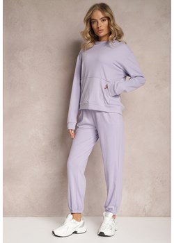 Jasnofioletowy Dzianinowy Komplet Dresowy z Bluzą i Spodniami Amlore ze sklepu Renee odzież w kategorii Dresy damskie - zdjęcie 165996019