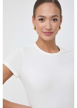 BOSS t-shirt damski kolor beżowy ze sklepu ANSWEAR.com w kategorii Bluzki damskie - zdjęcie 166005868
