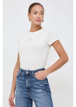 BOSS t-shirt damski kolor beżowy ze sklepu ANSWEAR.com w kategorii Bluzki damskie - zdjęcie 166005888