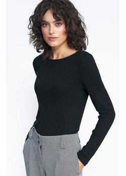 Prążkowana bluzka damska longsleeve czarna B157, Kolor czarny, Rozmiar 34, Nife ze sklepu Primodo w kategorii Bluzki damskie - zdjęcie 166008948