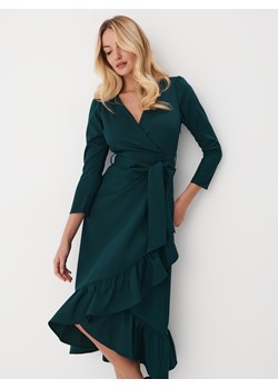 Mohito - Zielona sukienka midi z falbanami - Turkusowy ze sklepu Mohito w kategorii Sukienki - zdjęcie 166011769