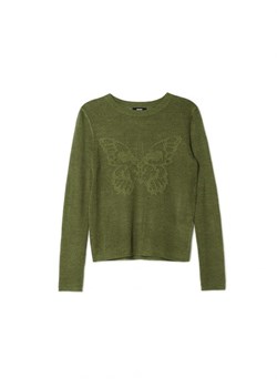 Cropp - Ciemnozielona bluzka z dzianiny - zielony ze sklepu Cropp w kategorii Bluzki damskie - zdjęcie 166012109