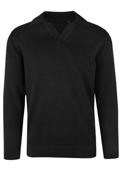 Bawełniany sweter Brave Soul z Oryginalnym Kołnierzykiem i Dekoltem - Czarny SWBRSAW23SMITHSONjetblack ze sklepu JegoSzafa.pl w kategorii Swetry męskie - zdjęcie 166013885