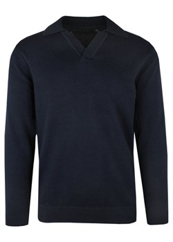 Bawełniany sweter Brave Soul z Oryginalnym Kołnierzykiem i Dekoltem - Granatowy SWBRSAW23SMITHSONmidnightnavy ze sklepu JegoSzafa.pl w kategorii Swetry męskie - zdjęcie 166013888