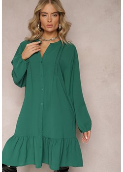 Ciemnozielona Koszulowa Sukienka Mini Galdra ze sklepu Renee odzież w kategorii Sukienki - zdjęcie 166017908