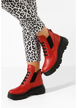 Czerwone botki damskie skórzane Melba ze sklepu Zapatos w kategorii Botki - zdjęcie 166024567