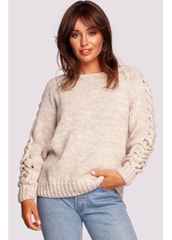 Sweter damski beżowy BK090, Kolor beżowy, Rozmiar L/XL, BeWear ze sklepu Primodo w kategorii Swetry damskie - zdjęcie 166026346