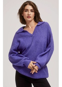 Sweter z dekoltem w serek 4225, Kolor fioletowy, Rozmiar XS, Moodo ze sklepu Primodo w kategorii Swetry damskie - zdjęcie 166026489