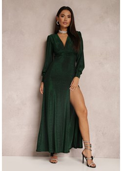 Zielona Sukienka Wieczorowa z Głębokim Dekoltem Phaly ze sklepu Renee odzież w kategorii Sukienki - zdjęcie 166027656