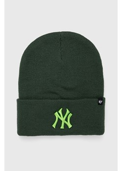 47 brand czapka MLB New York Yankees kolor zielony z grubej dzianiny ze sklepu ANSWEAR.com w kategorii Czapki zimowe męskie - zdjęcie 166031566