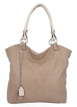 Torebka Damska Shopper Bag XL firmy Hernan Ciemno Beżowa ze sklepu torbs.pl w kategorii Torby Shopper bag - zdjęcie 166038308