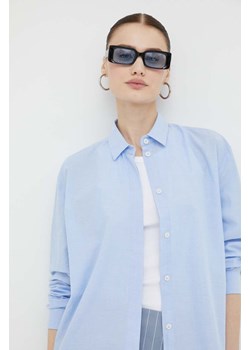 Samsoe Samsoe koszula bawełniana CAICO damska kolor niebieski relaxed z kołnierzykiem klasycznym F00023075 ze sklepu PRM w kategorii Koszule damskie - zdjęcie 166042427