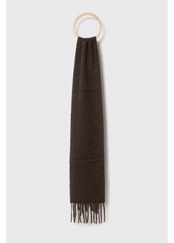 Samsoe Samsoe szalik wełniany kolor brązowy gładki ze sklepu PRM w kategorii Szaliki i chusty damskie - zdjęcie 166042609