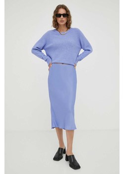 Samsoe Samsoe spódnica kolor fioletowy midi ołówkowa ze sklepu PRM w kategorii Spódnice - zdjęcie 166042615