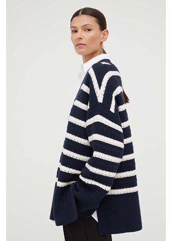 Samsoe Samsoe sweter z domieszką wełny damski kolor granatowy ciepły ze sklepu PRM w kategorii Swetry damskie - zdjęcie 166042679