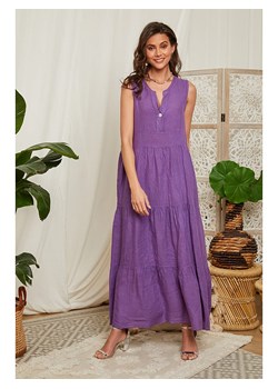 Lin Passion Lniana sukienka w kolorze fioletowym ze sklepu Limango Polska w kategorii Sukienki - zdjęcie 166043625