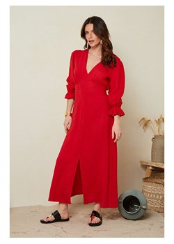 Le Monde du Lin Lniana sukienka w kolorze czerwonym ze sklepu Limango Polska w kategorii Sukienki - zdjęcie 166048095