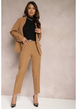 Jasnobrązowe Spodnie Garniturowe Amarilis ze sklepu Renee odzież w kategorii Spodnie damskie - zdjęcie 166060146