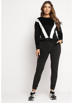 Czarny Welurowy Komplet Dresowy z Bluzą i Spodniami Bellanna ze sklepu Born2be Odzież w kategorii Dresy damskie - zdjęcie 166060379
