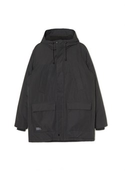 Cropp - Czarny płaszcz z kapturem - czarny ze sklepu Cropp w kategorii Płaszcze męskie - zdjęcie 166071455