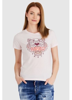 KENZO Jasnoróżowy t-shirt damski tiger z logo, Wybierz rozmiar L ze sklepu outfit.pl w kategorii Bluzki damskie - zdjęcie 166071555