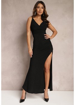 Czarna Sukienka Maxi na Ramiączkach z Trójkątnym Dekoltem Soleira ze sklepu Renee odzież w kategorii Sukienki - zdjęcie 166083615