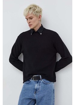 HUGO sweter bawełniany kolor czarny ze sklepu ANSWEAR.com w kategorii Swetry męskie - zdjęcie 166083797