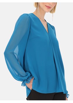 Dwuwarstwowa niebieska bluzka z długim rękawem Potis & Verso Roni ze sklepu Eye For Fashion w kategorii Bluzki damskie - zdjęcie 166087799
