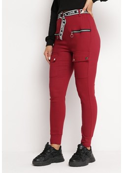 Bordowe Spodnie Gumką w Pasie i Suwakiem Prestoria ze sklepu Born2be Odzież w kategorii Spodnie damskie - zdjęcie 166089569