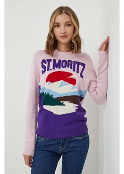 MC2 Saint Barth sweter wełniany damski kolor różowy ze sklepu ANSWEAR.com w kategorii Swetry damskie - zdjęcie 166089809